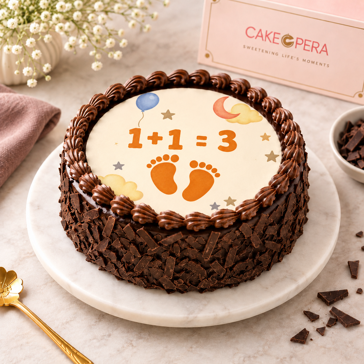 Belgian Chocolate Baby Announcement Cake (1 Kg)