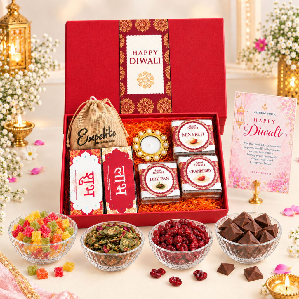 Expelite Diwali Gourmet Gift Hamper with Dry Fruits & Chocolates