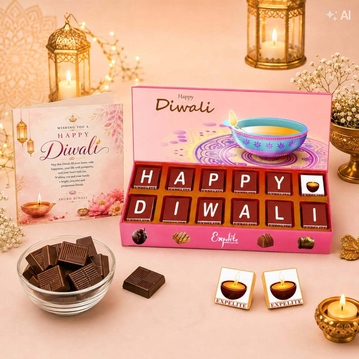 Expelite Diwali Chocolate Gift Box – 12 Pieces