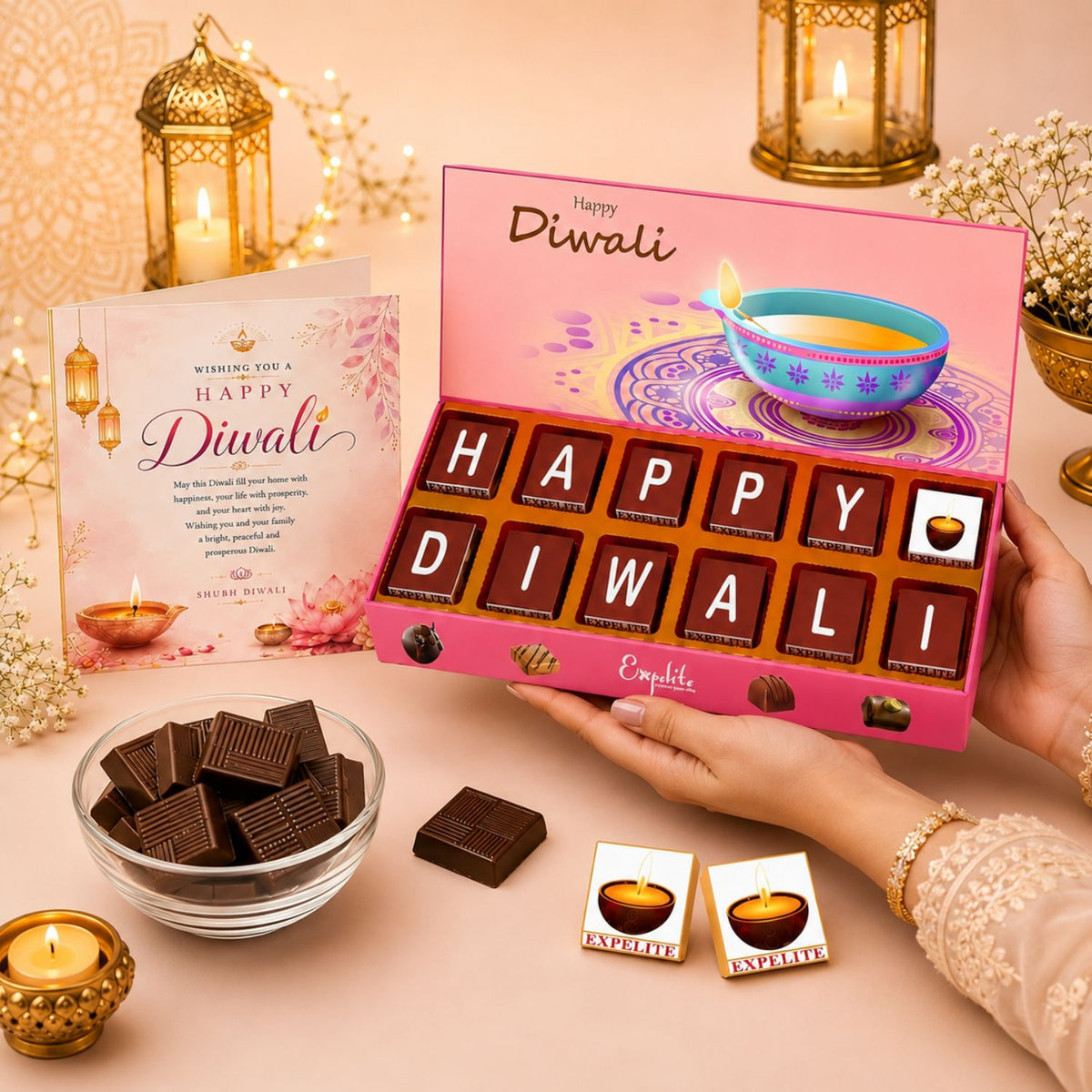 Expelite Diwali Chocolate Gift Box – 12 Pieces