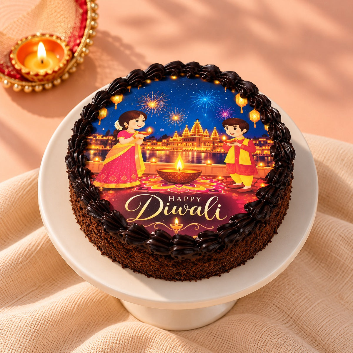 Happy Diwali Truffle Poster Cake (500 Gm) – Cakeopera
