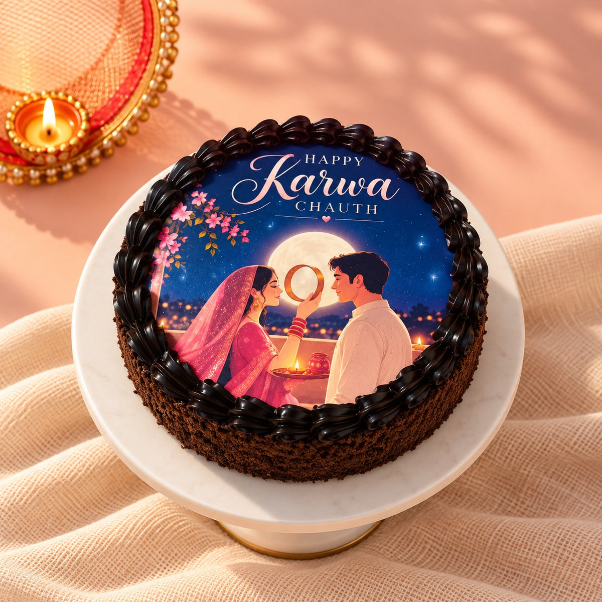 Karwa Chauth Celebration Truffle Poster Cake (500 Gm)