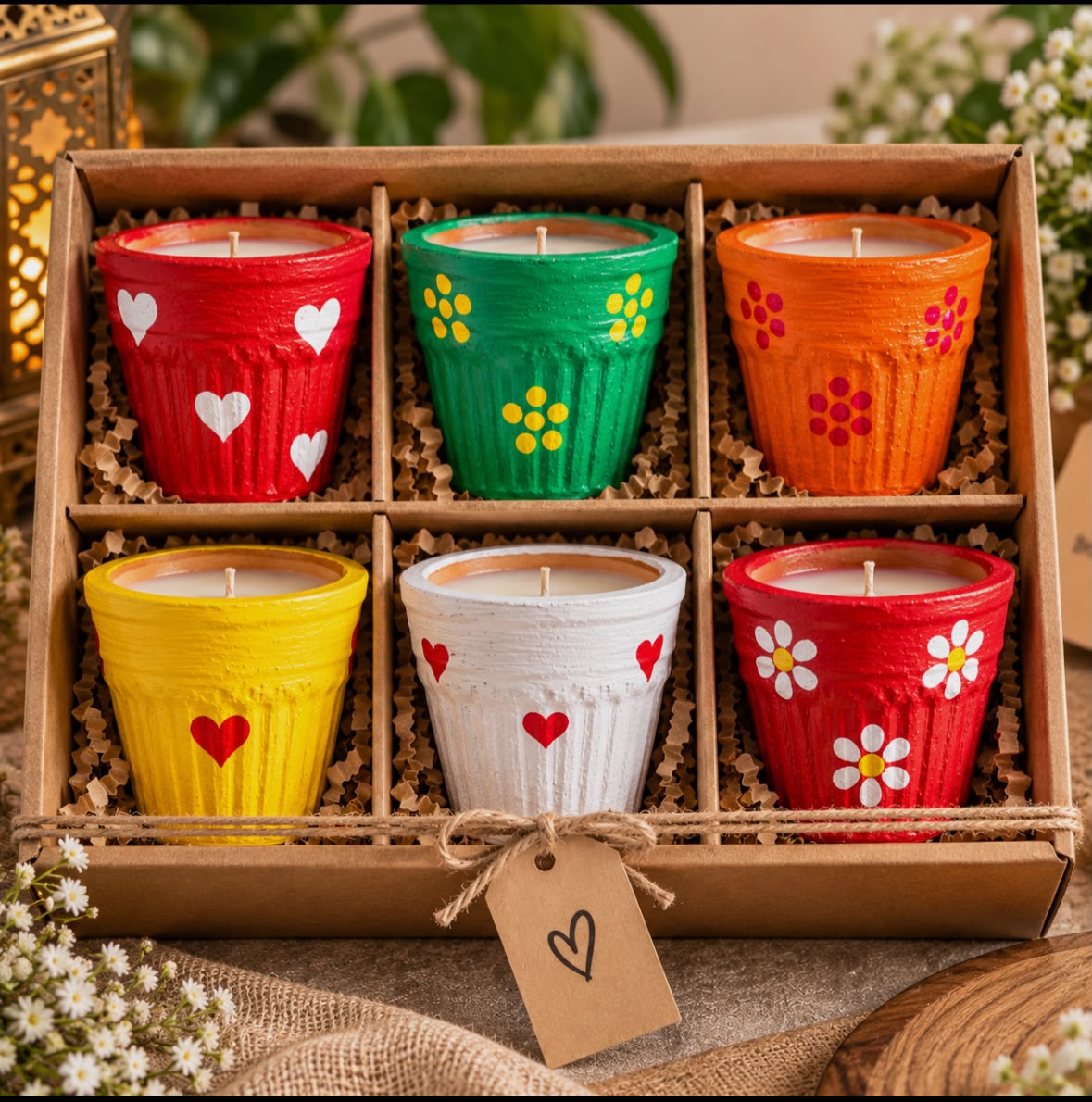 Handpainted Kulhad Candle Gift Box – Diwali Hamper