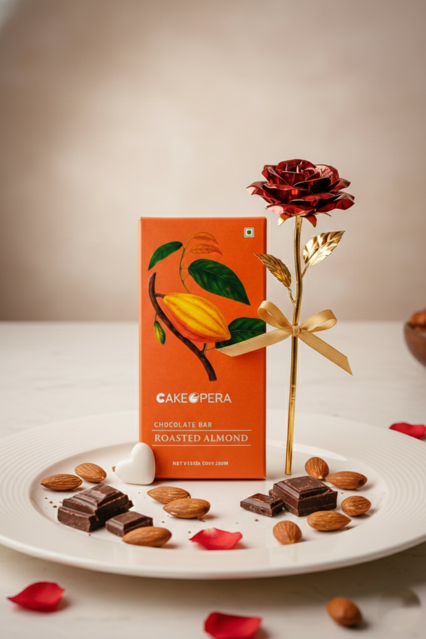 Almond Chocolate & Red Rose Combo