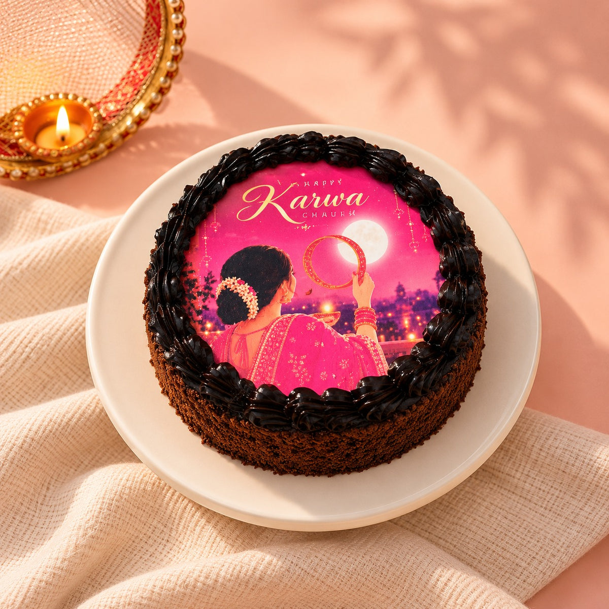 Karwa Chauth Moonlit Truffle Bento Cake (300 Gm)